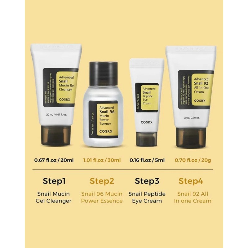 Cosrx All About Snail Korean Skincare, Kit De Prueba 4