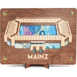 Mainz Geldkarte - XL Geldgeschenk aus Holz inkl. Ständer | Mainz - Mainz Fanartikel, Mainz Geschenk, Karte für Mainz Fans, Geschenk Mainz