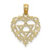 14K Solid Yellow Gold Star of David Jewish Magen Heart