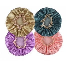 4 Pack Bright Colored EVA Shower Caps, Double Layer Waterproof, Reusable & Durable, Premium Hair Protection, Shower Cap for Women, Ideal for Shower, Bath & Spa, Multi-Use Daily Hair Care Caps