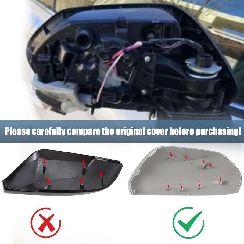 RACBOX Pearl White Passenger Side Mirror Cover Rearview Mirror Cap