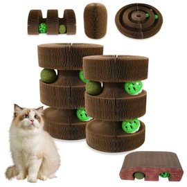 HivaolJoy Kitty Kurlz Cat Toy, Bridge Magic Organ Cat Scratching Board, Litty Reversible Infinity Toys Scratching, Cardboard,Kitten Scratcher Pads(2PCS)