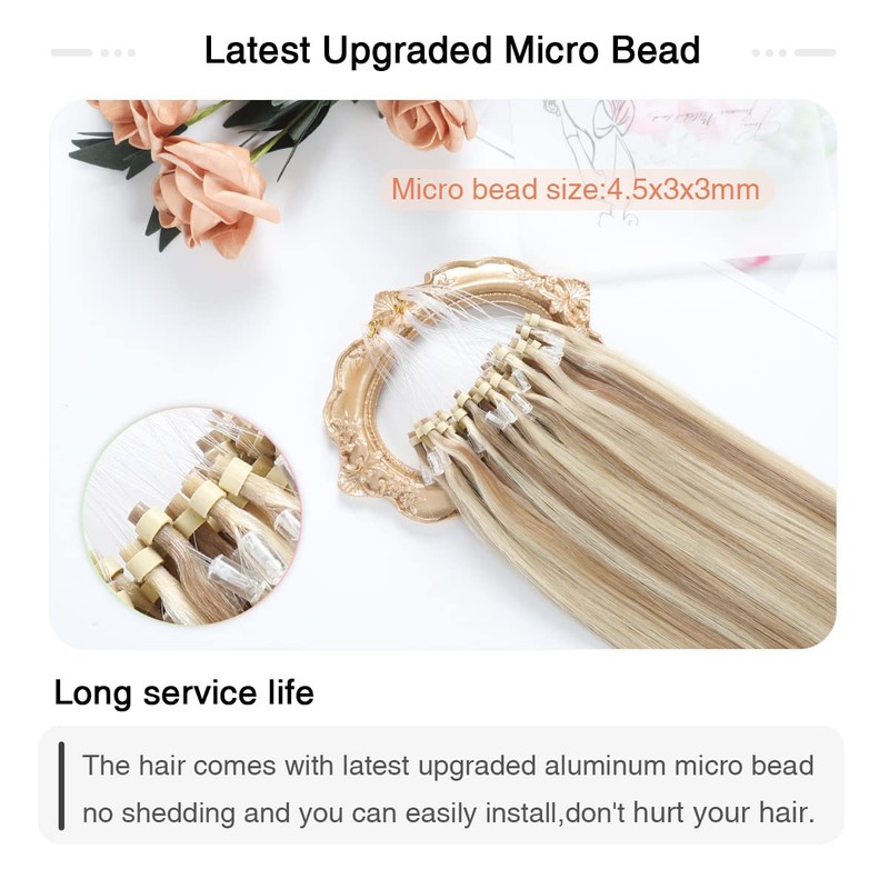 SUYYA Extensiones De Pelo Micro Loop Cabello Humano Real Rubio