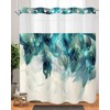 Peacock Feathers No Hook Shower Curtain with Snap in Liner