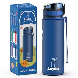 Luyiilo Kinder Trinkflasche Auslaufsicher, Sport Trinkflasche Schule f√ºr Wandern & Fitnessstudio, Kohlens√§ure Geeignet & BPA-Frei Trinkflasche mit Fruchteinsatz (Blau ‚Äì 500ml)