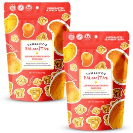 Palomitaz Gourmet Popcorn Lip-Smacking Mango Popcorn Sweet & Spicy Mexican-Style Kettle Corn with Mango, Chili, Lime & Sea Salt Fruity Handcrafted Snack, Gluten-Free, Vegan, 2 Bags (4oz Each)