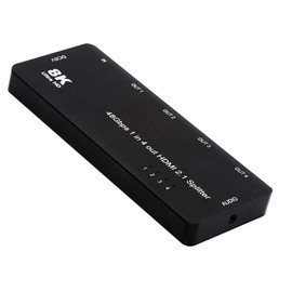 NFHK HDMI Splitter 8K 60hz Ultra-HD Converter Compatible 2.1 Switch 1-IN-4-OUT 48Gbps UHD Hub Support HDCP SST Extended 4K@120hz 3.5mm Audio