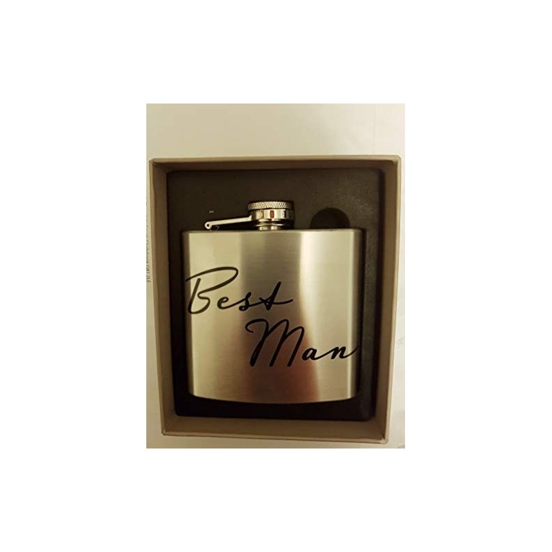 Amore Stainless Steel Silver 5oz Hip Flask - Best Man