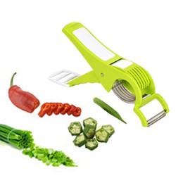 Vegetable Cutter Slicer Chopper 2 in 1 Stainless Steel 5 Blade Vegetable Chopper with Peeler Durable Veggie Slicer Multi Purpose Onion Cutter With Lock System Plastic
