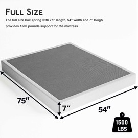 ZIYOO Box Spring Full, 7 Inch Metal Box Springs, Mattress Foundation, Easy Assembly, Heavy Duty Support for 1500lbs, No Noise