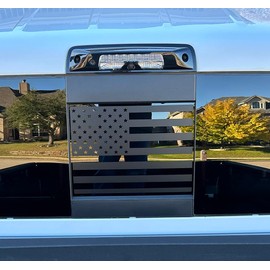 Rear Middle Window American Flag Decals, Matte Black USA Flag Decal, Back Sliding Window American Flag Decal… (for Dodge ram 2009-2023, Matte Black)