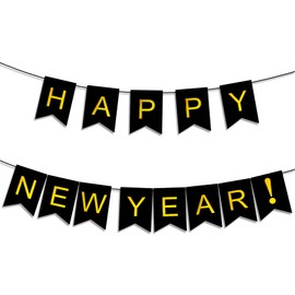 Happy New Year Banner For New Years Decorations 2025 Black Gold Happy New Year 2025 Banner Sign New Years Eve Decorations New Years Eve Party Supplies 2025 Happy New Year Decoration Nye New Year Decor
