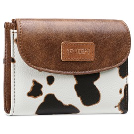 SENDEFN Small Wallets for Women Leather RFID Blocking Bifold Zipper Pocket Card Holder with ID Window