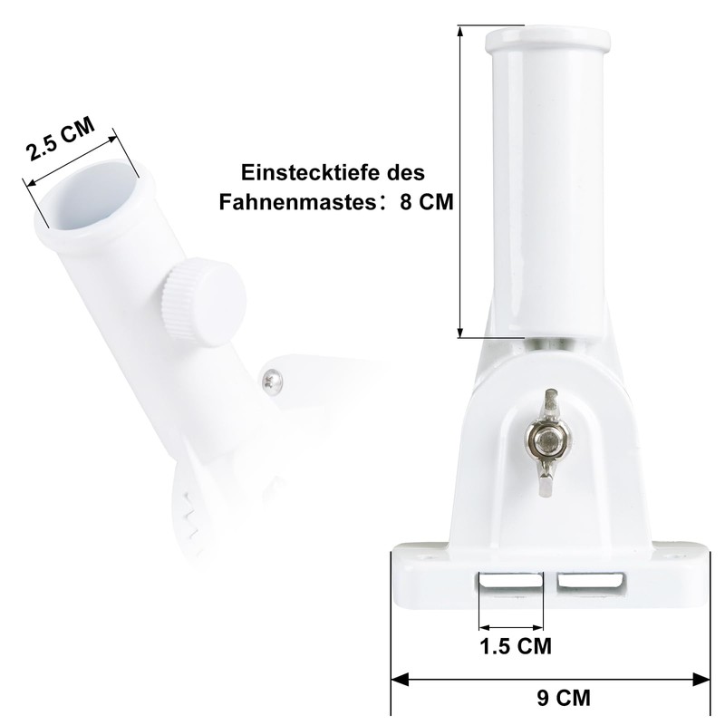 NQ Adjustable Flag Holder, 2.5 cm Diameter, Bracket for Flagpole,