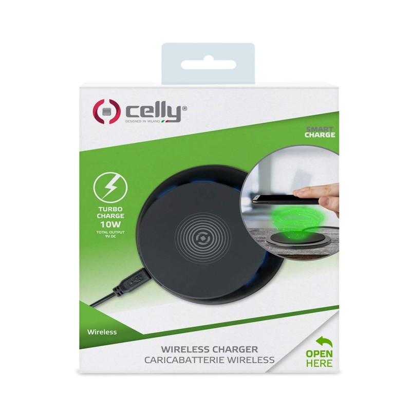 Celly-Wireless Charger Pad Fast Charger Black