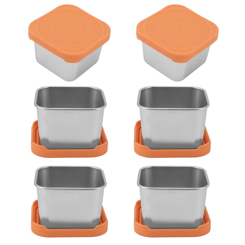 6pcs Sauce Cup 304 Stainless Steel Sealed Leakproof Salad Dressing