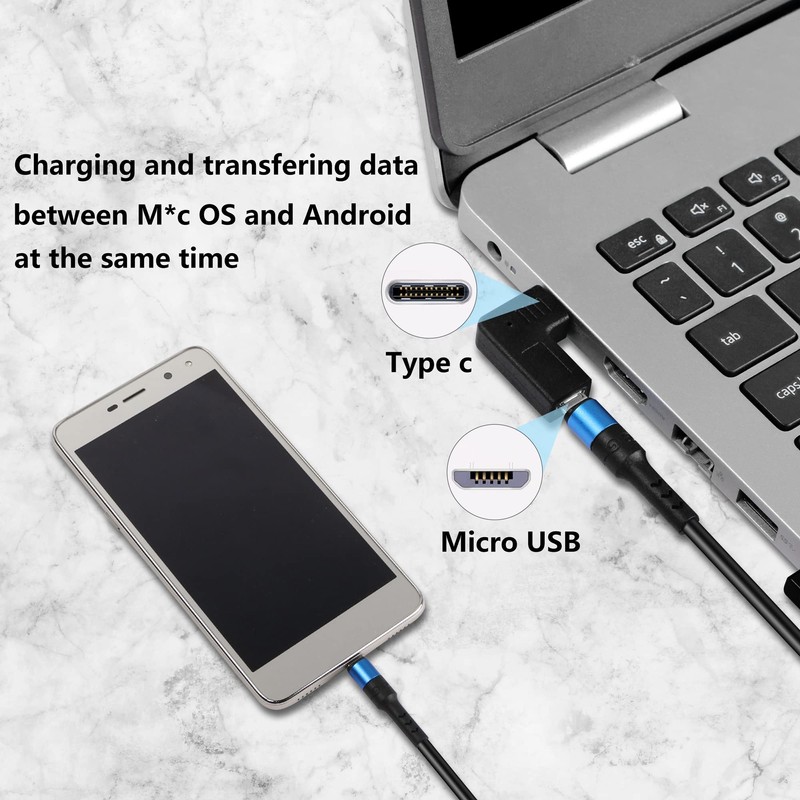 GELRHONR 90 Degree USB C to Micro USB Adapter Right