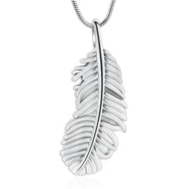 Cremation Jewelry Memorial Urn Necklace for Ashes Feathers Urn Pendant Necklace Ashes Keepsake for Women,Men(Silver)