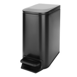 Cesun Cesun Small Bathroom Trash Can with Lid Soft Close, Step Pedal, 6 Liter / 1.6 Gallon Stainless Steel Garbage Can with Removable Inner Bucket, Anti-Fingerprint Finish (Matt Black)