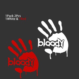 Blood Handprint Car Sticker Bloody Car Sticker Fun Decal for Bumper, Trunk, Window, Side, Decorative Car Scratch Sticker Electric Vehicle Motorcycle Decal Vinyl Sticker Funny Car Sticker (1Red&1White)