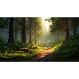 Riivvdise Aquarium Background Winding Dirt Road Verdant Forest Sunlight DancesThrough Towering Trees Terrarium Backdrop Nature Landscape Fish Tank Background Reptile Habitat Backdrop Vinyl 48x24in
