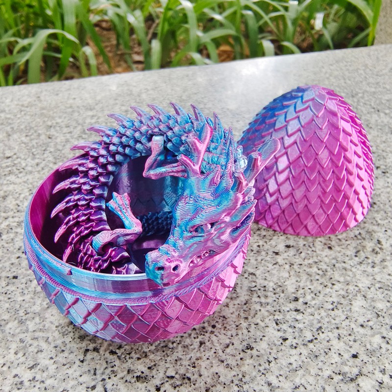 3D Printed Dragon in Egg – Flexible Articulated Crystal Dragon