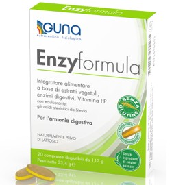 GUNA Enzyformula 20 Compresse - Integratore Alimentare a Base di Estratti Vegetali, Enzimi Digestivi e Vitamina PP