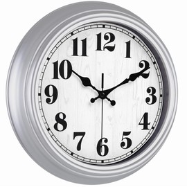 JENLYSTIME 12 Inch Retro Wall Clock Silent Non Ticking Battery Operated Movement Easy to Read Wall Clocks Decorate for Bedroom Living Room Kitchen Office(Silver)