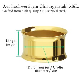 Treuheld® Steel Flesh Tunnel Gold Thin 19 Sizes, Stainless Steel