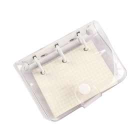 JIHUOO Mini Transparent 3 Ring Binder Covers Clear PVC Loose Leaf Notebook Mini Binder Pockets Snap Button Ring Binder White