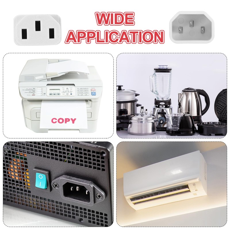 MECCANIXITY 6ft 18 AWG White 18/3 Universal Power Cord C14