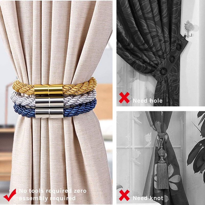 Heatunk 2 Pack Modern Magnetic Curtain Tiebacks – Stylish Drapery