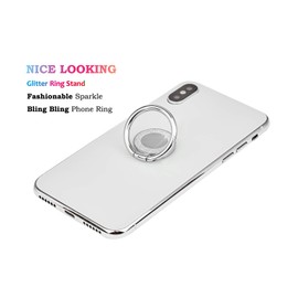 LENOUP Glitter Bling Bling Phone Ring Holder,Sparkle Phone Ring Kickstand, Cell Phone Finger Ring Grip for Almost All Phones/Pad(Silver)