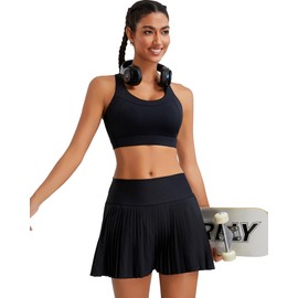 RUNNING GIRL Black Sports Bra for Women,Adjustable Straps Molded Cups High Support Sports Bras for Women Large Bust(3100Black_L)