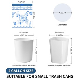 4 Gallon Trash Bags Drawstring, 4 Gallon Garbage Bags, Small Trash Bags for Office, Kitchen, Bedroom Trash Cans, Colorful and Sturdy Small Garbage Bags with Beautiful Flower Printed, 39 Counts