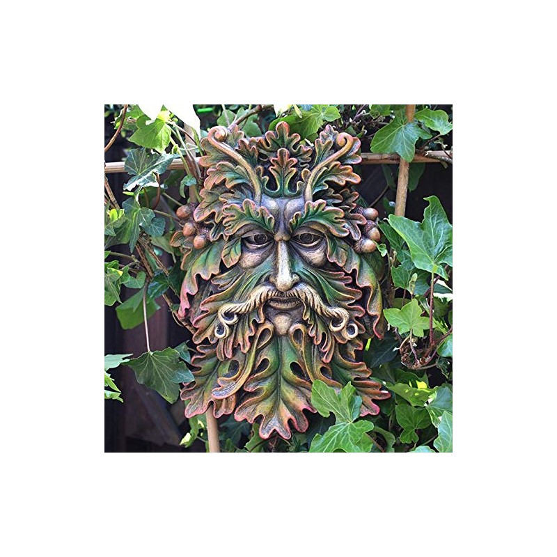 Green Man Wall Plaque Acorn Leaf Bearded Face Man Of