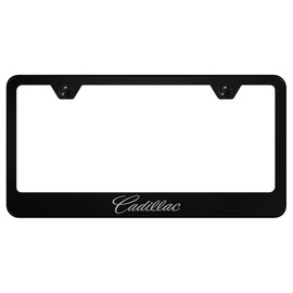 Au-TOMOTIVE GOLD Laser Etched Logo Stainless Steel License Plate Frame for Cadilac (Black)