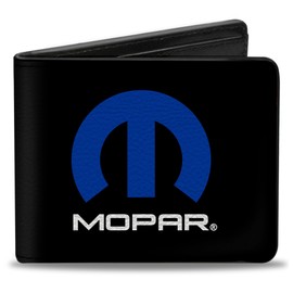 Buckle-Down Bifold Wallet Mopar, Multicolor, 4.0" x 3.5", Buckle-down Pu Bifold Wallet - Mopar Logo Black/Blue/White