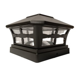 Starry Illuminate 4 Pcs Solar Black Color Square Plastic Post Fence Cap Lights 6X6 Inches 2 Bright SMD LED Bulbs