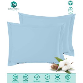Cotton Metrics Heavy Quality European Square Pillow Shams Set of 2 Sky Blue 600TC 100% Organic Cotton Euro Pillow Shams 28x28 Pillow Cover, Cushion Cover Euro Size (Euro 28x28, Sky Blue)