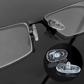 HiCycle2 Eyeglasses Nose Pads, Screw-in Silicone Eyeglass Nose Pads Repair Tools Kit with 6 Pairs of Silicone Nose Pads,Screws,Screwdrivers,Tweezer and Cleaning Cloth for Glasses(Screw-in, 13 * 7mm)