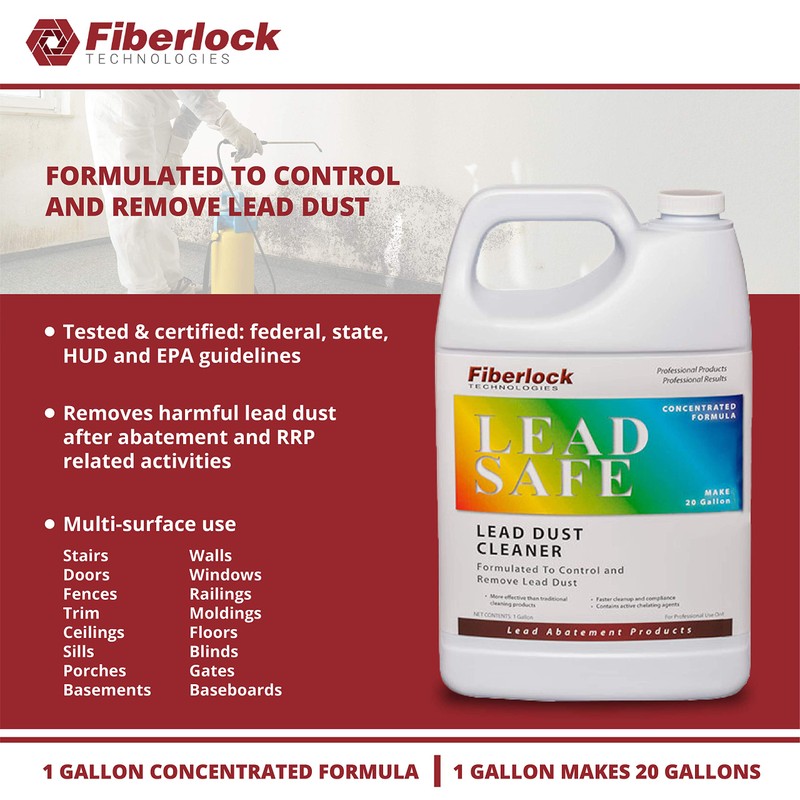 Fiberlock LeadSafe Cleaner, 1 Gallon, Lead Dust Cleaner, Controls &