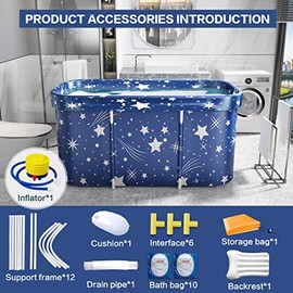 Portable Bathtub, Foldable Bathtub for Adults, Separate Family Bathroom SPA Therapy Tub for Shower Stall, Soaking Hot SPA and Ice Bath Tub, 45.3''x23.6''x19.7''