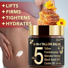 Grospe 5-in-1 Tallow Balm，Premium Honey & Beef Tallow Cream，Deeply Hydrates & Nourishes the Skin，Reduce Fine Lines，Suitable for Dry and Sensitive Skin Care，50g