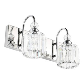 Ralbay Modern Bathroom Vanity Light - 2-Light Crystal Wall Fixture for Bathroom