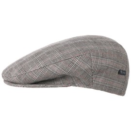 Lipodo Devron Men's Checked Flat Cap - Made in Italy - Two Piece Cotton Fabric Hat - Lined Cotton Cap - Peaked Cap in Vintage Look - Spring / Summer, gray, 60