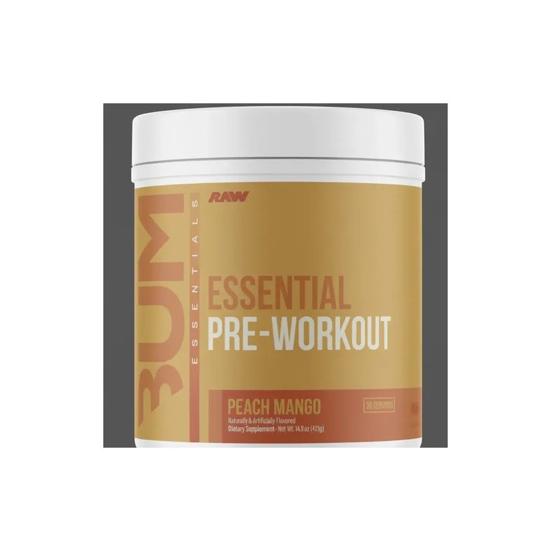 Raw Cbum Essential Pre Entreno 30 Servicios Peach Mango