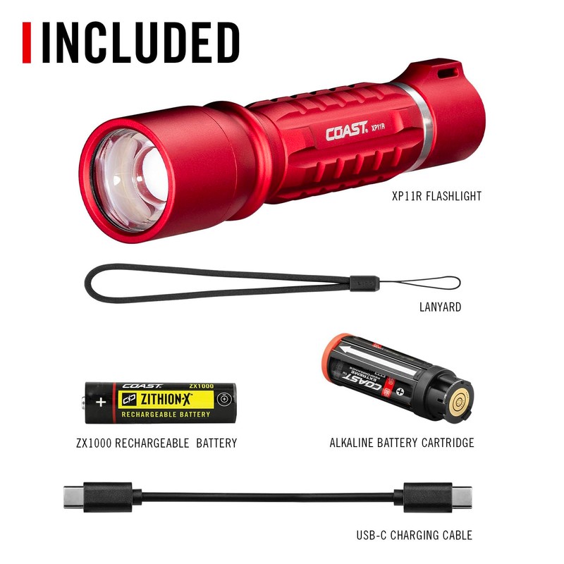 Coast XP11R 2600 Lumen USB-C Rechargeable LED Flashlight with Slide
