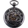 ÖSSZEFUT Mechanical Pocket Watches for Men, Lucky Dragon and Phoenix,