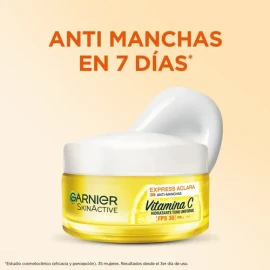 Crema Facial Garnier Express Aclara Antimanchas con Vitamina C 50ml – Ilumina, Unifica y Hidrata la Piel